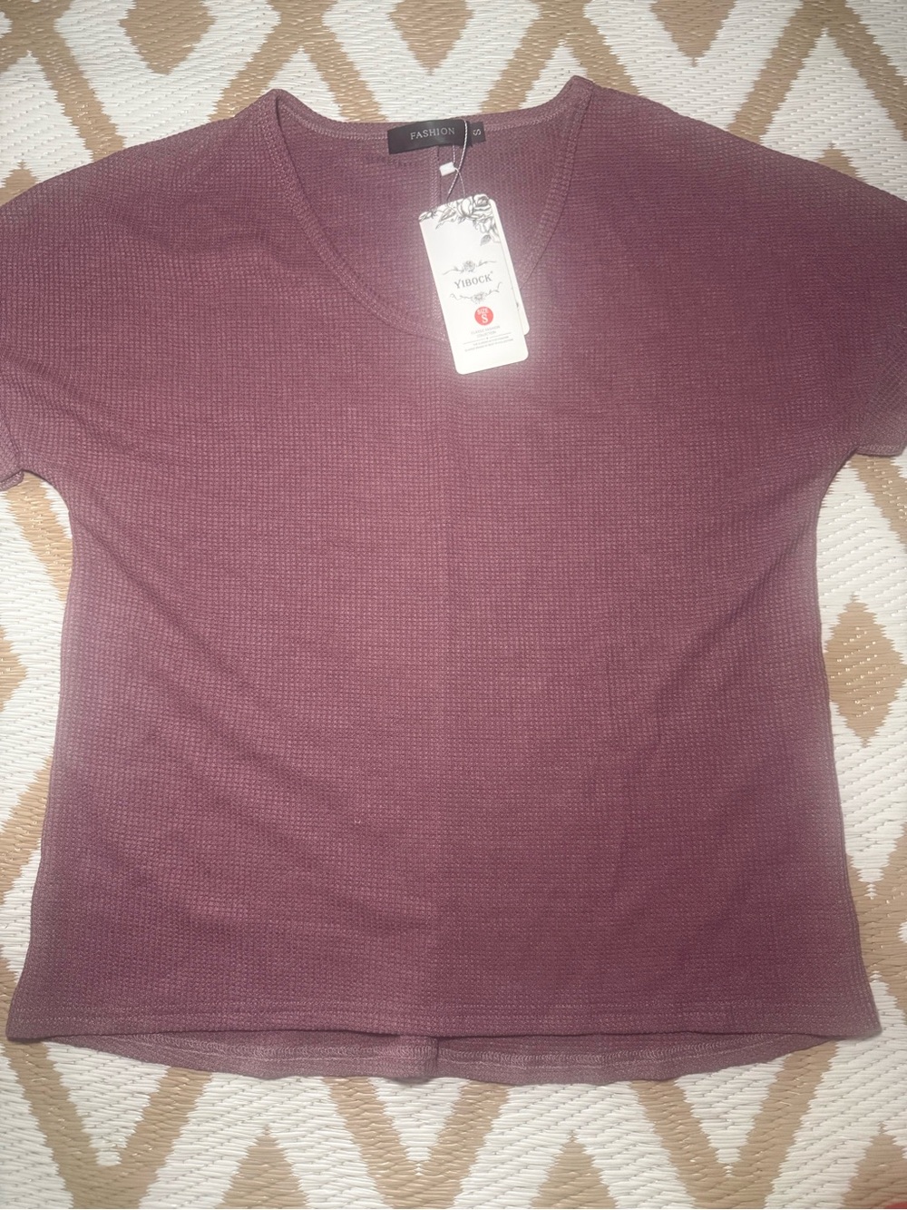 V-Neck Short Sleeve Tee in Plum